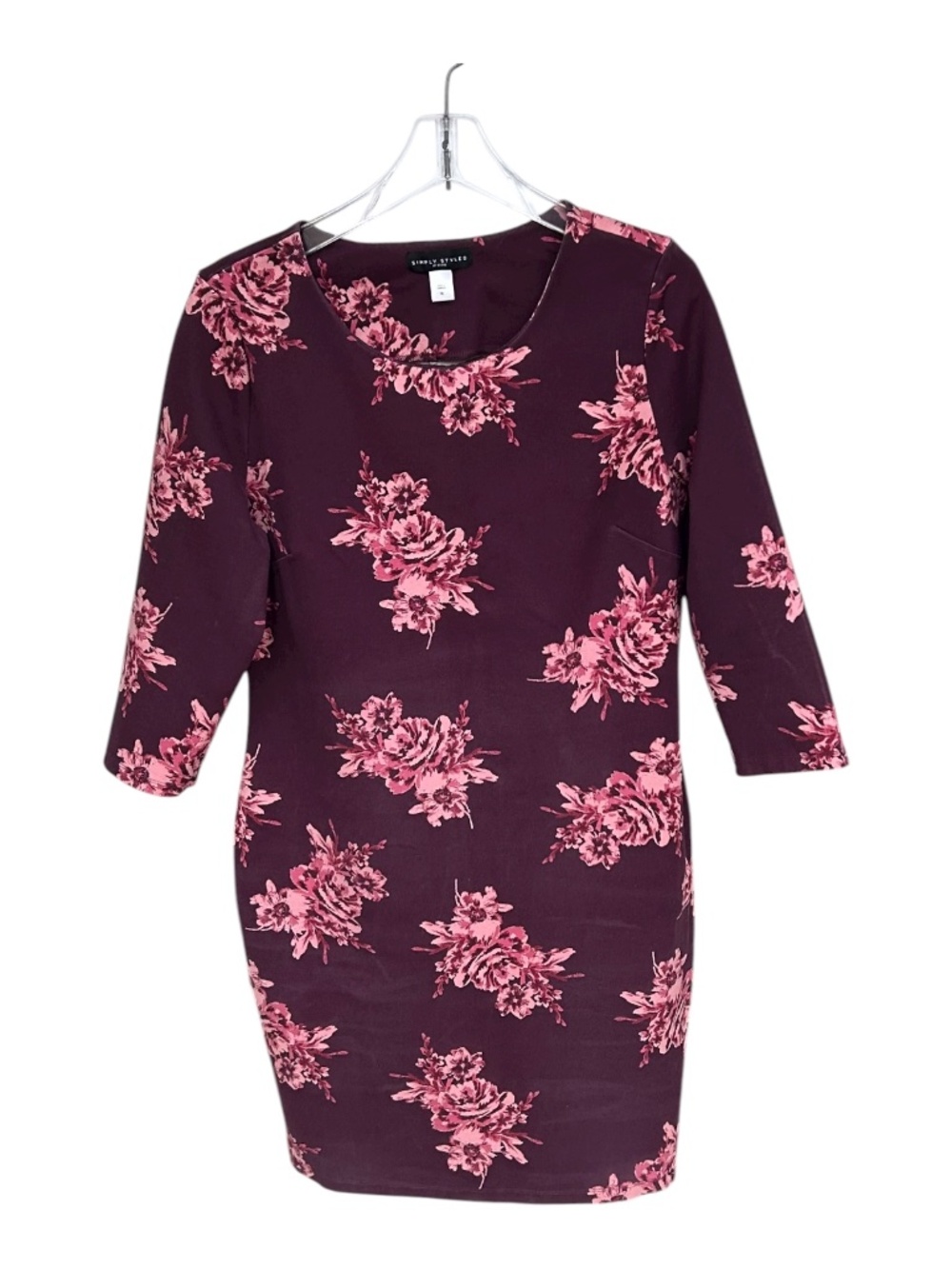 Simply Styled by Sears Burgundy Printed Dress (3/4 Sleeve Length)-Size XL